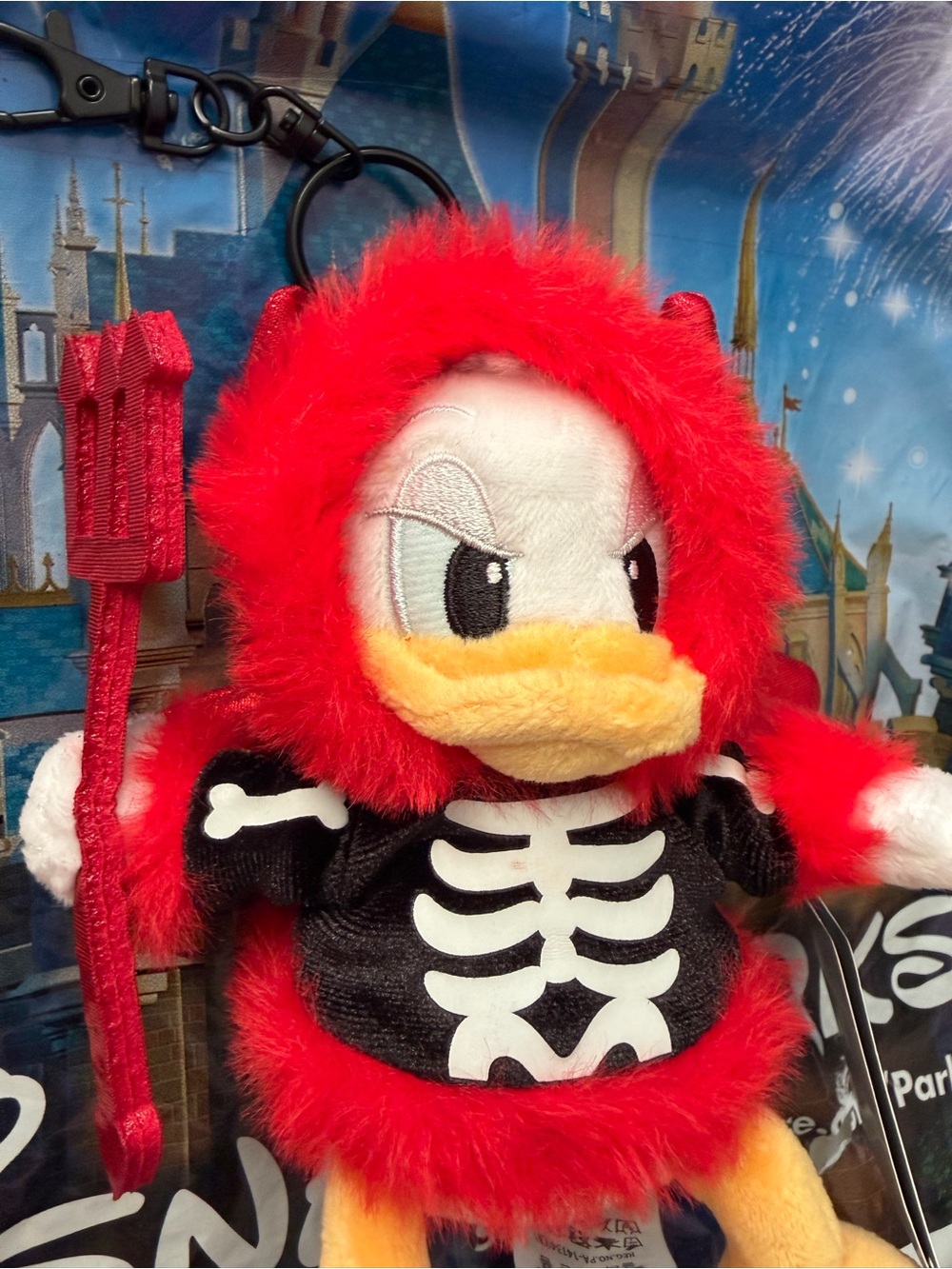 Disney Parks Halloween Donald Duck Devil Plush Bag Charm Keychain NWT